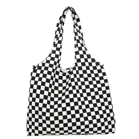 Black & White Checkered Tote - Picture 1 of 7